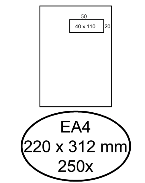 Envelop Hermes akte EA4 220x312mm venster 4x11 rechts zelfkl 250st
