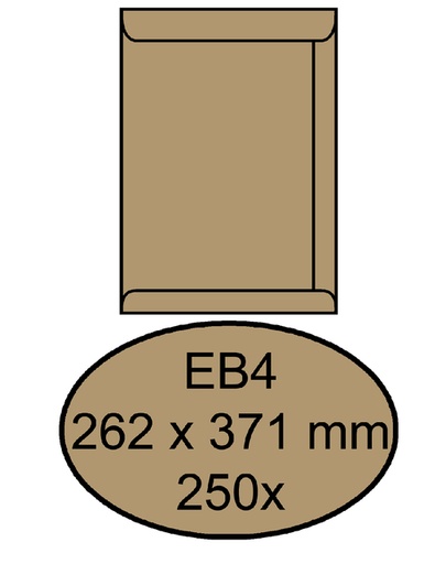 [180690] Enveloppe Quantore EB4 262x371mm gommée kraft brun 250 pièces