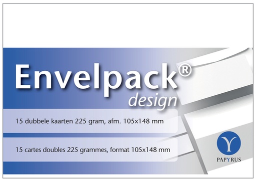 [170206] Dubbele kaart Papyrus Envelpack Design A6 105x148mm wit 894456 15 stuks