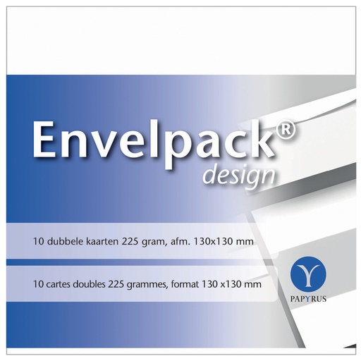 [170222] Carte double Papyrus Envelpack Design carré 130x130mm blanc 894466 10 pièces