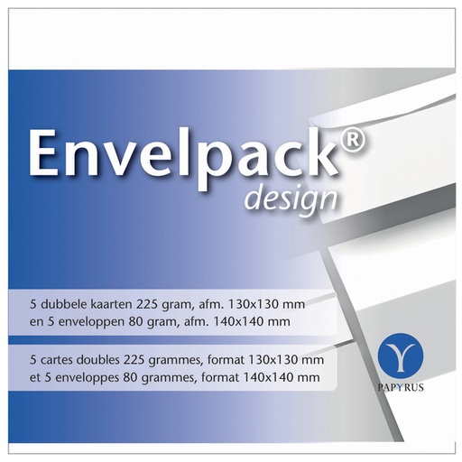 [170229] Dubbele kaart Papyrus Envelpack Design vierkant 140x140mm wit 894446 set van 5