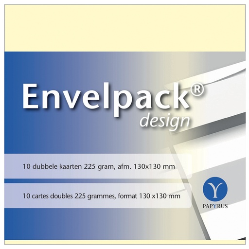 [170216] Carte double Papyrus Envelpack Design carré 130x130mm Ivoire 894460 10 pièces