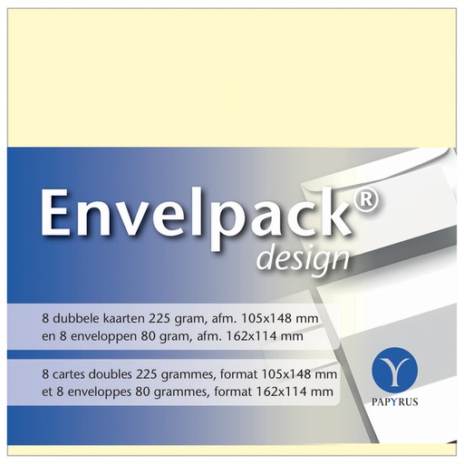 [170207] Cartes double + enveloppe Papyrus Envelpack Design 894430 C6 114x162mm ivoire 8 pièces