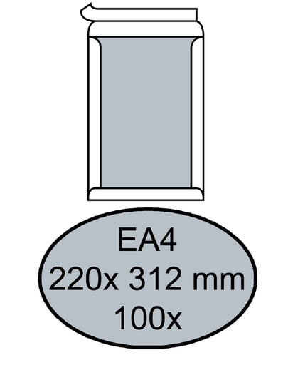 [181010] Enveloppe Quantore dos carton EA4 220x312mm autocollant blanc 100 pièces