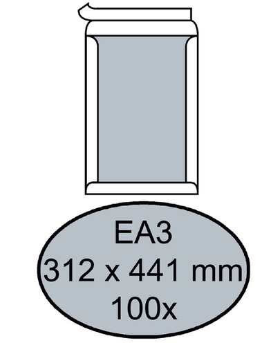 [181040] Enveloppe Quantore dos carton EA3 312x441mm autocollant blanc 100 pièces
