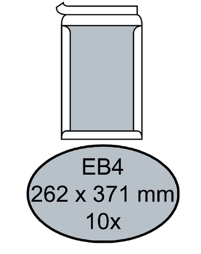 [181065] Enveloppe Quantore dos carton EB4 262x371mm autocollante blanc 10 pièces