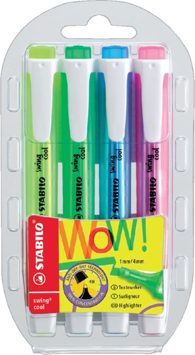 [635274] Markeerstift STABILO Swing cool 275/4 assorti etui à 4 stuks