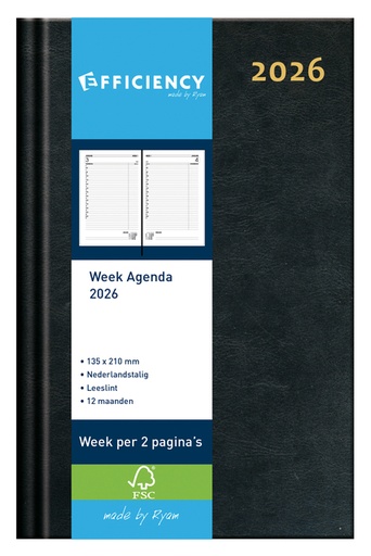 [900116] Agenda 2026 Ryam Efficiency Baladek 7 jours/2 pages noir