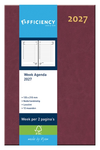 [900174] Agenda 2027 Ryam Efficiency Baladek 7 jours/2 pages bordeaux