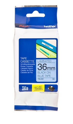 [930204] Labeltape Brother P-touch TZe-561 standaard 36mm zwart op blauw
