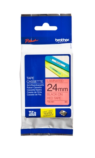 [930201] Labeltape Brother P-touch TZe-451 standaard 24mm zwart op rood