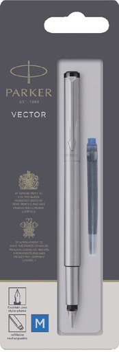 [1000002] Vulpen Parker Vector stainless steel medium blister à 1 stuk