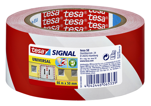 Waarschuwings- en markeringstape tesa® Signal Universal 50mmx66m rood/wit