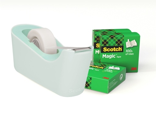[836536] Dévidoir Scotch C18 menthe + 4 rouleaux Magic Tape 33mx19mm