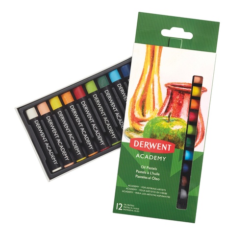 [640680] Oliepastel Derwent Academy blister à 12 stuks assorti