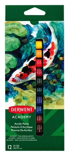 [142410] Acrylverf Derwent Academy blister à 12 tubes à 12ml assorti