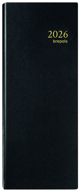 Agenda 2026 Brepols Saturnus Lima long 1 jour/2 pages noir