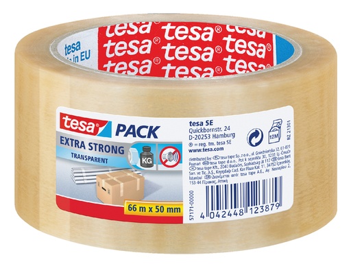 [803526] Ruban d'emballage tesapack® Extra Strong 66mx50mm transparent