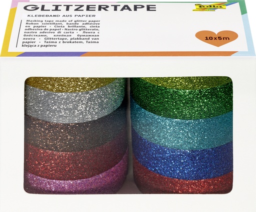 [141893] Ruban adhésif pailleté Folia 5mx15mm 10 couleurs