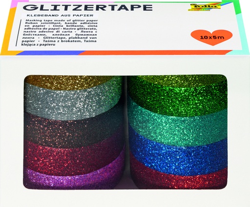 [141893] Ruban adhésif pailleté Folia 5mx15mm assorti