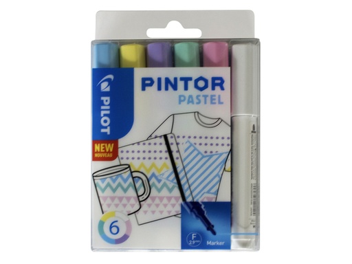 [631603] Feutre PILOT Pintor pastel Fin assorti étui 6 pièces