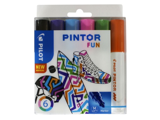 [631605] Verfstift Pilot Pintor fun medium assorti etui à 6 stuks