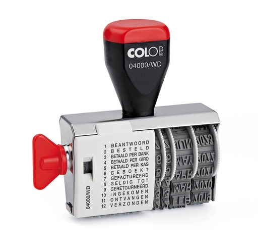 [351009] Cachet à Formules+date Colop 04000/WD 12 formules NL rouge
