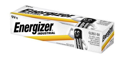 [413628] Pile Energizer Industrial 9Volt alcaline boîte 12 pièces