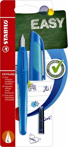 [600467] Vulpen STABILO Easybuddy linkshandig medium donkerblauw/lichtblauw blister à 1 stuk