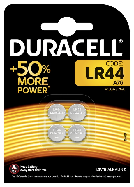 Pile bouton Duracell 4x LR44 alcaline Ø11,6mm