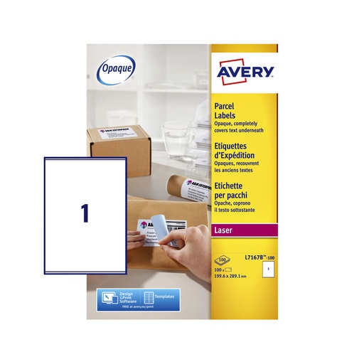 [811124] Etiket Avery L7167B-100 199.6x289.1mm blockout 100 stuks