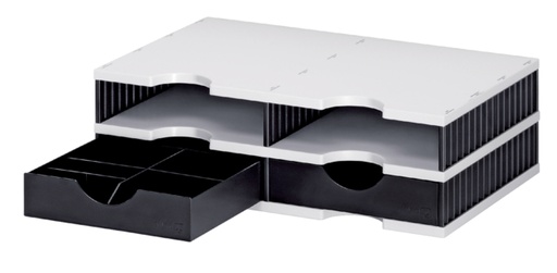 [391730] Module de classement Styrodoc A4 4 casiers noir/gris