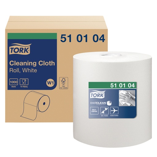[892218] Chiffon de nettoyage Tork W1 Premium 510104 1 épaisseur 380m blanc