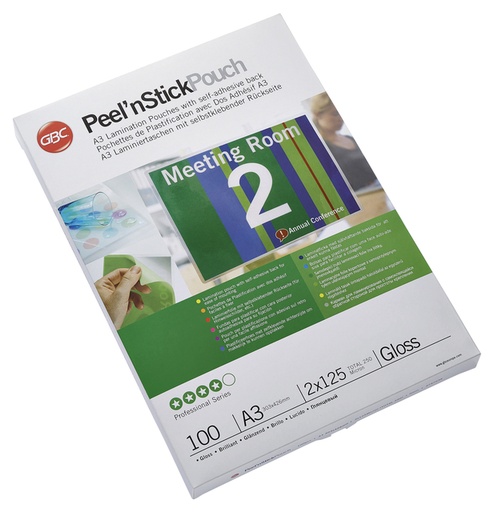 [535560] Lamineerhoes GBC A3 zelfklevend 2x125micron 100 stuks