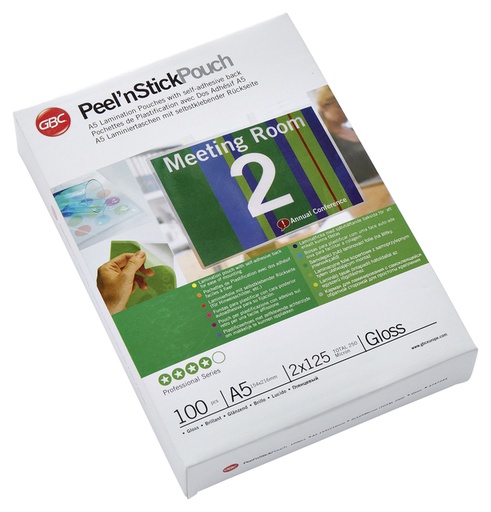 [535561] Pochette de plastification GBC A5 autocollant 2x125 micron 100 pièces