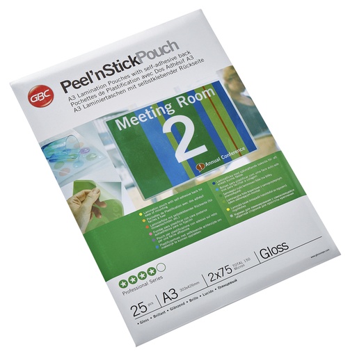 [535393] Pochette de plastification GBC A3 autocollante 2x75 micron 25 piéces