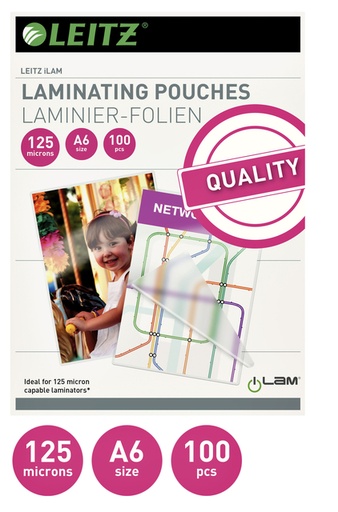 [535544] Pochette de plastification Leitz iLAM A6 2x125 microns EVA 100 pièces