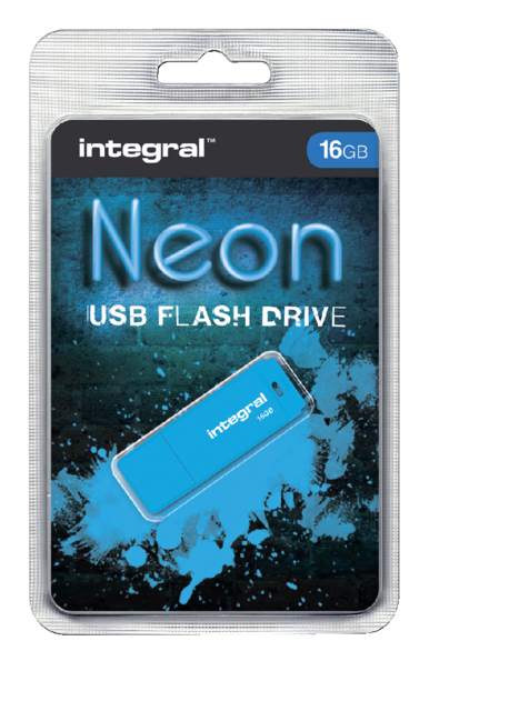 Clé USB 2.0 Integral 16Go néon bleu