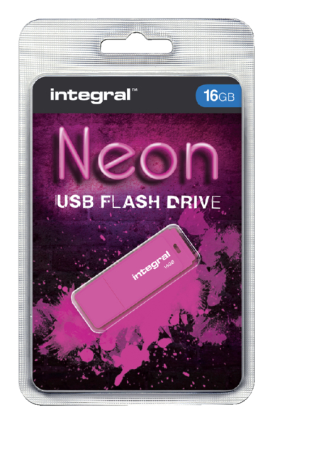 Clé USB 2.0 Integral 16Go néon rose