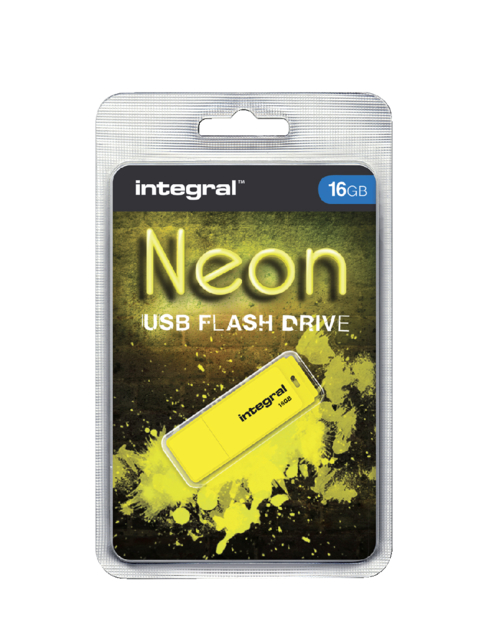 Clé USB 2.0 Integral 16Go néon jaune