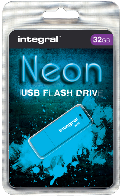 Clé USB 2.0 Integral 32Go néon bleu