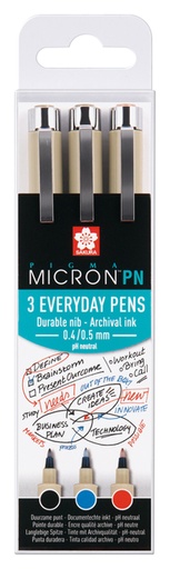 [632583] Fineliner Sakura Pigma Micron 0,4mm assorti blister 3 pièces