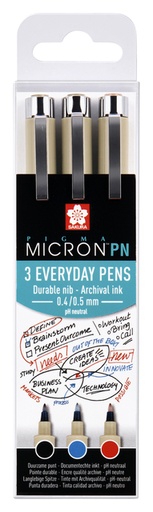 [632583] Fineliner Sakura pigma micron 0.4mm blister à 3 stuks assorti