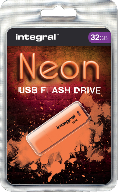 Clé USB 2.0 Integral 32Go néon orange
