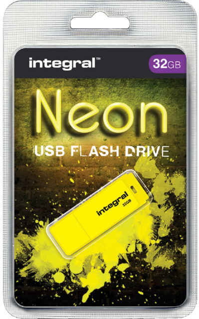Clé USB 2.0 Integral 32Go néon jaune