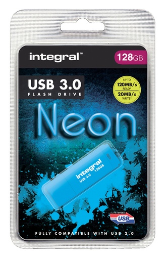 [435293] USB-stick 3.0 Integral 128GB neon blauw