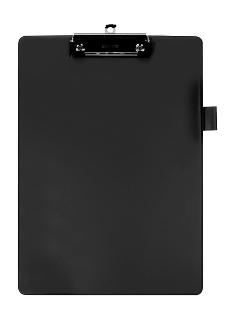 Porte-bloc Quantore A4 Portrait PVC noir avec pince 100mm + boucle stylo