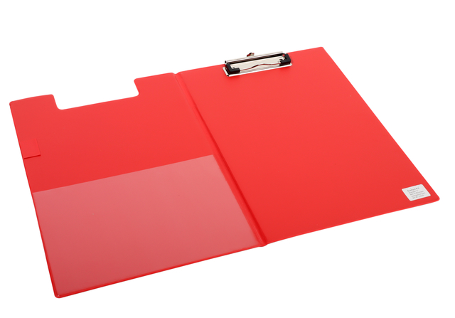 Porte-bloc à rabat Quantore A4 rouge avec pince 100mm + boucle stylo