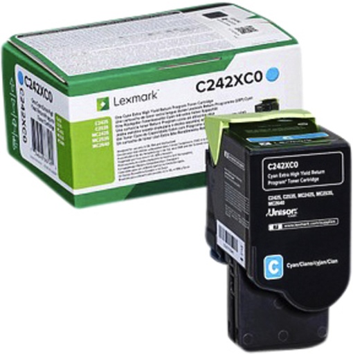 [404632] Cartouche toner Lexmark C242XC0 bleu