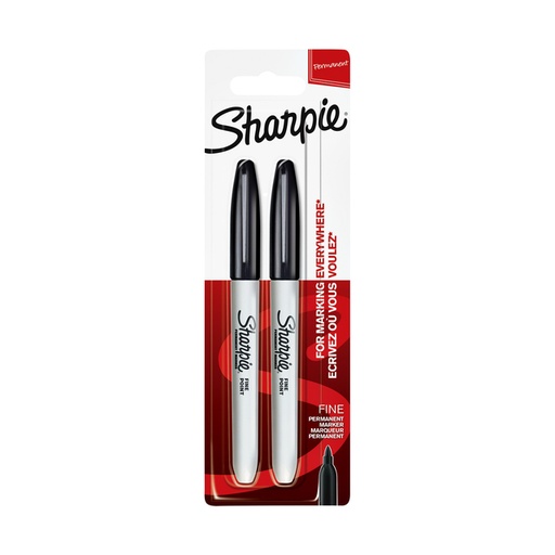 [635643] Feutre Sharpie ogive Fin noir blister 2 pièces